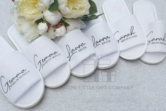 Personalised Adult Spa Slippers | White Slippers | Bridal Shower |  Bridesmaid