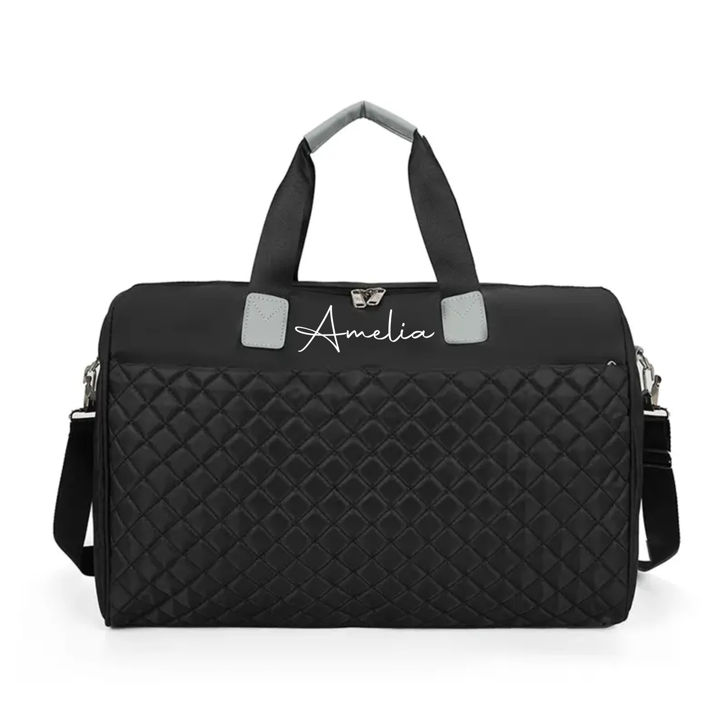 Black Personalised Quilted Duffle Bag