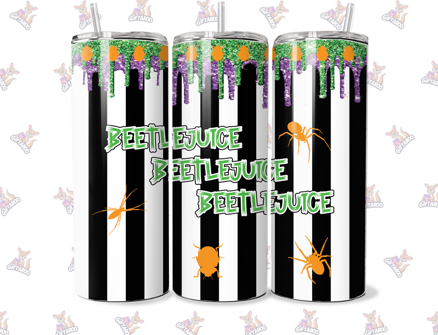 Beetlejuice 20oz - Halloween 20oz Stainless Steel Tumbler - With Straw And Lid