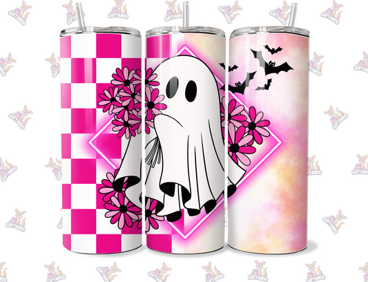 Retro Ghost Halloween 20oz Stainless Steel Halloween Tumbler - With Straw And Lid