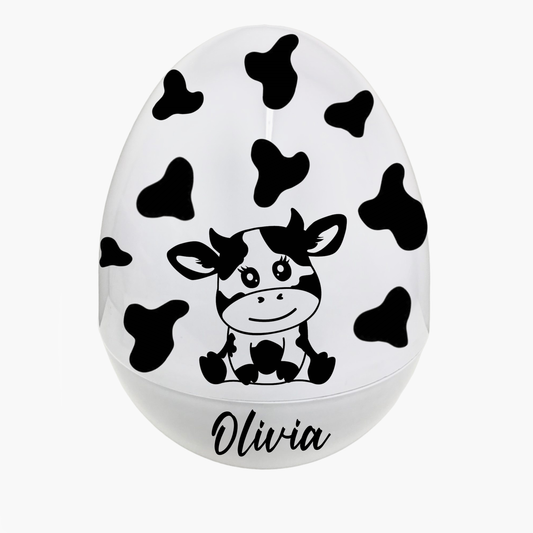 Personalised Cute Cow Fillable Easter Egg | Huge Plastic Empty Egg | Easter Present | Different Colours Available