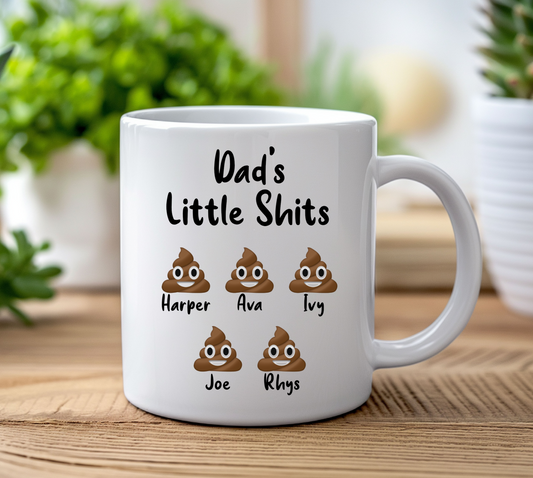 Personalised Dad's Little Shit Mug and/or Coaster