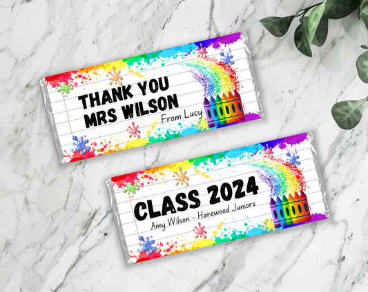 Personalised Message Chocolate Bar or Wrapper / End of Year 2024 / Class of 2024 / Thank You Present / End of School Year 2024 Gift