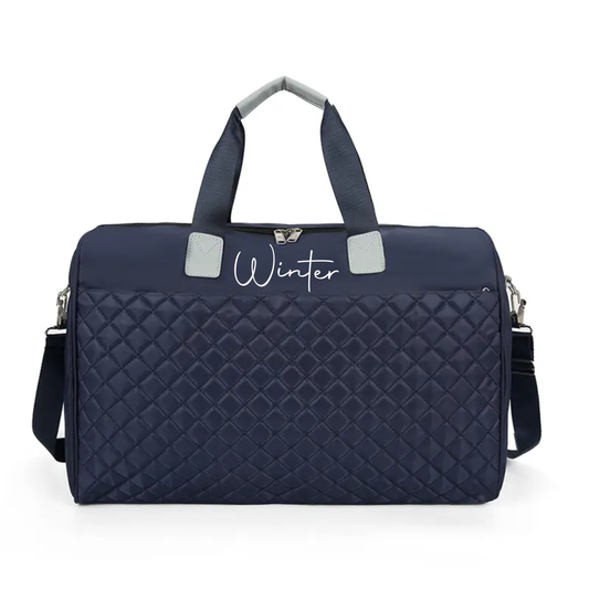 Navy Personalised Quilted Duffle Bag