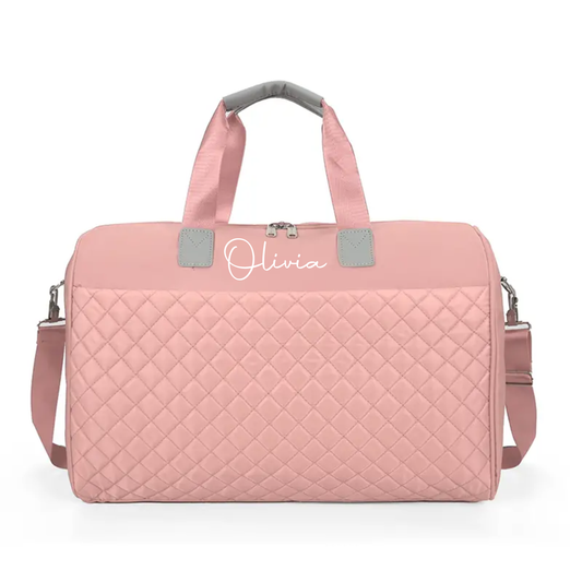 Pink Personalised Quilted Duffle Bag