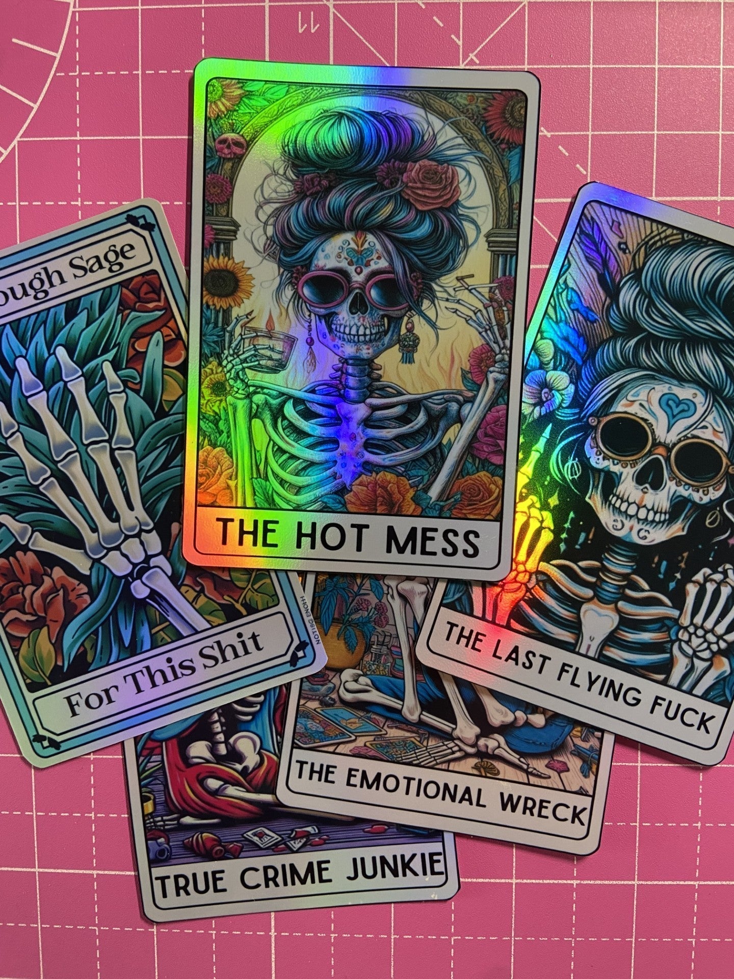 11cm x 16cm Waterproof Tarot Card Holographic Vinyl Stickers