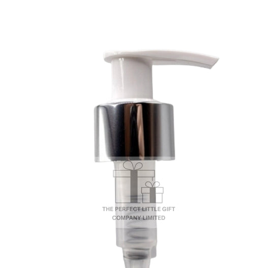 Chrome and White Replacement Pump 24mm | 24/410 | Soap Dispenser | Lotion Bottles