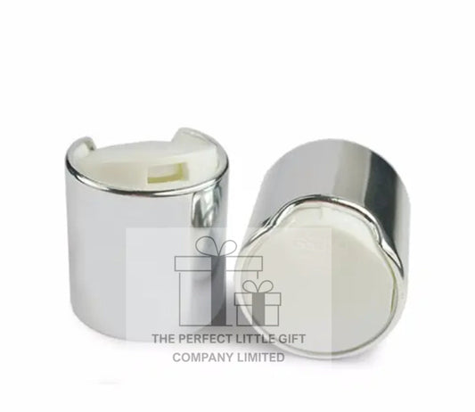 Chrome Silver and White Disc Cap Lid Replacement 24mm | 24/410 | Soap Dispenser | Lotion Bottles