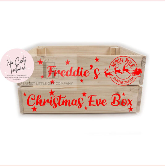 Christmas Eve Box Crate Decal Vinyl Only in Red