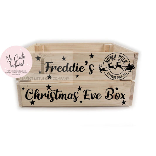 Christmas Eve Box Crate Decal Vinyl Only in Black